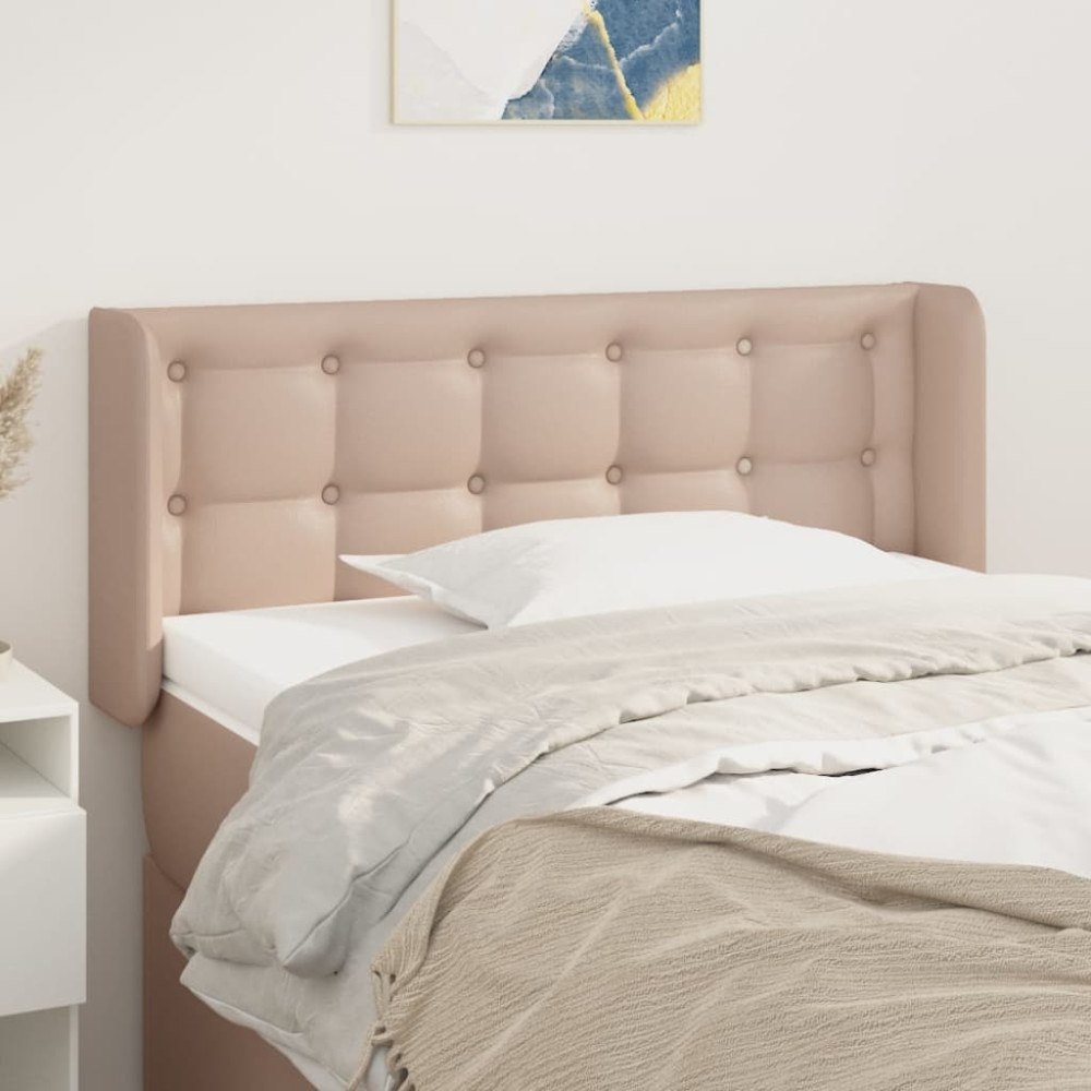 vidaXL Sänggavel med kanter cappuccino 103x16x78/88 cm konstläder
