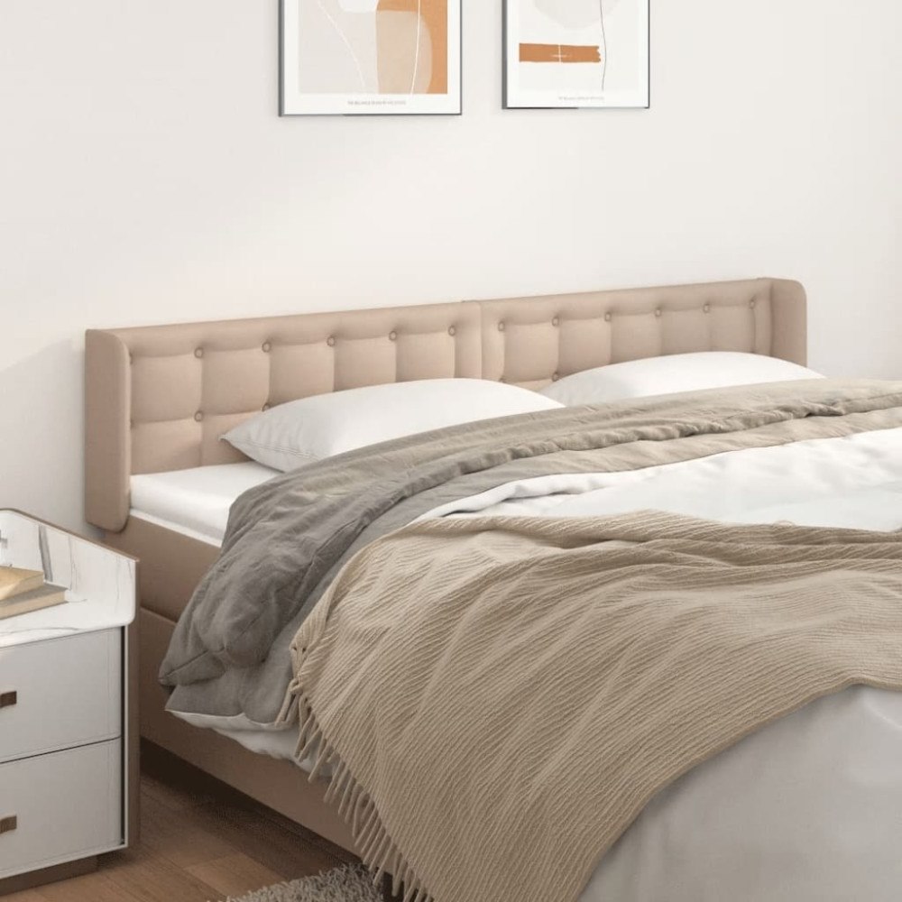 vidaXL Sänggavel med kanter cappuccino 163x16x78/88 cm konstläder