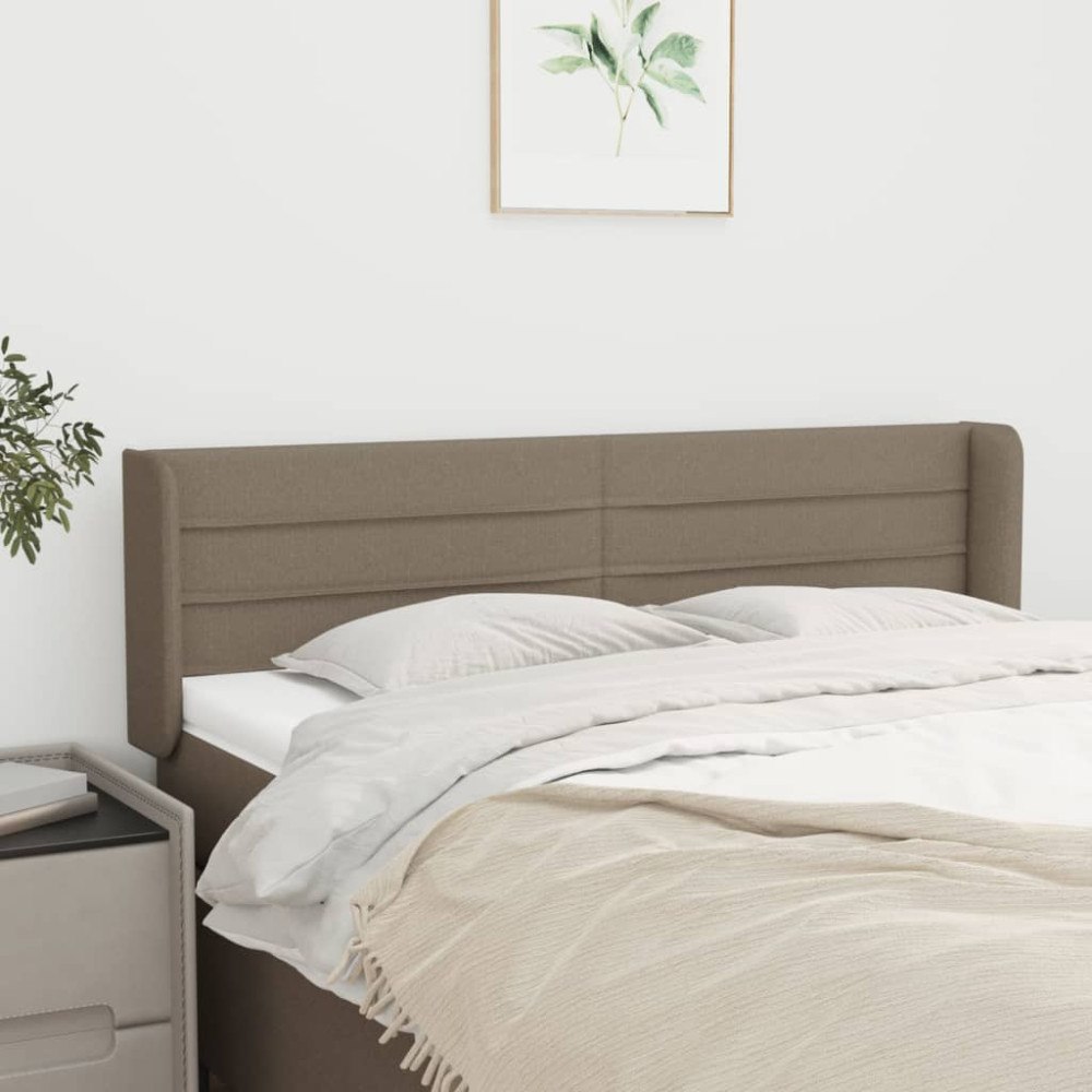 vidaXL Sänggavel med kanter taupe 147x16x78/88 cm tyg