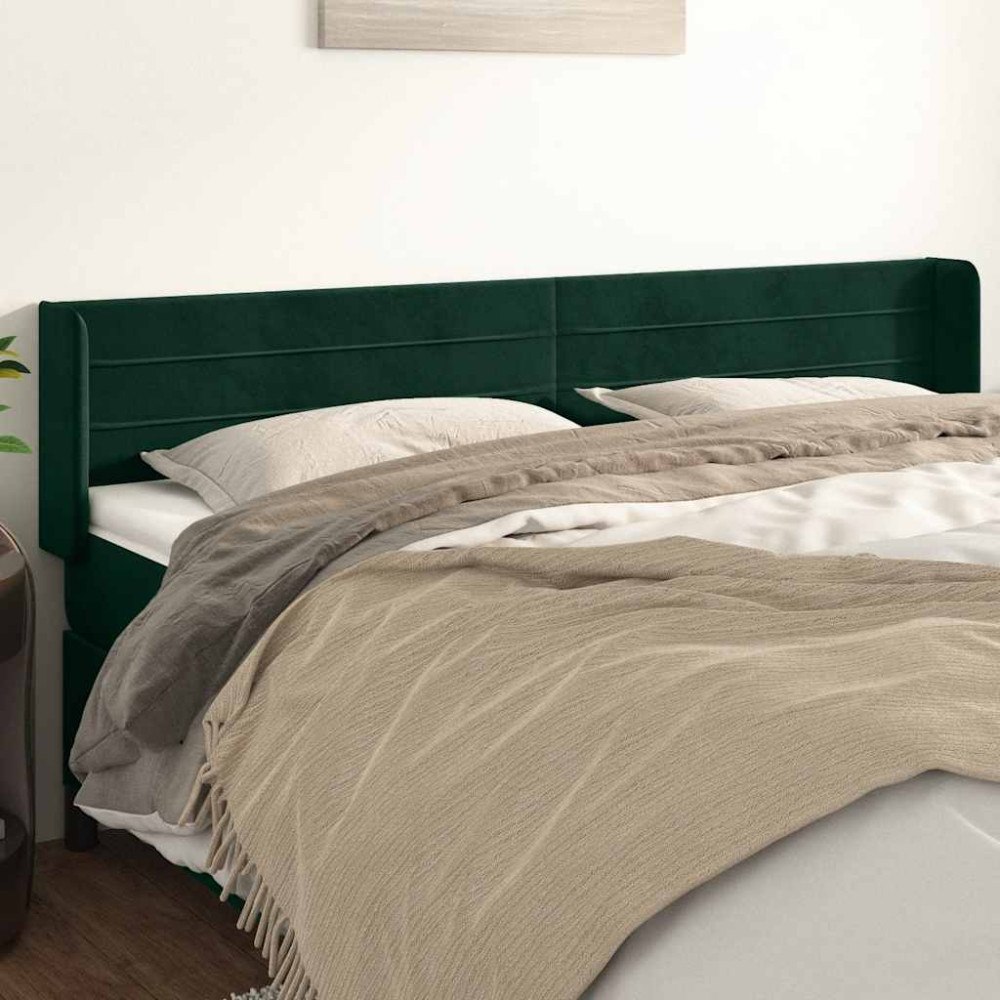 vidaXL Sänggavel med kanter mörkgrön 163x16x78/88 cm sammet