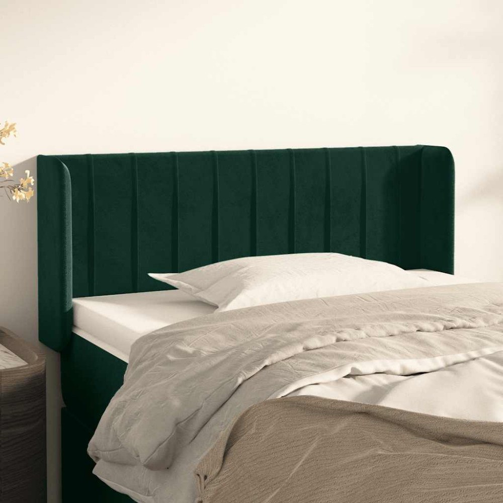 vidaXL Sänggavel med kanter mörkgrön 83x16x78/88 cm sammet