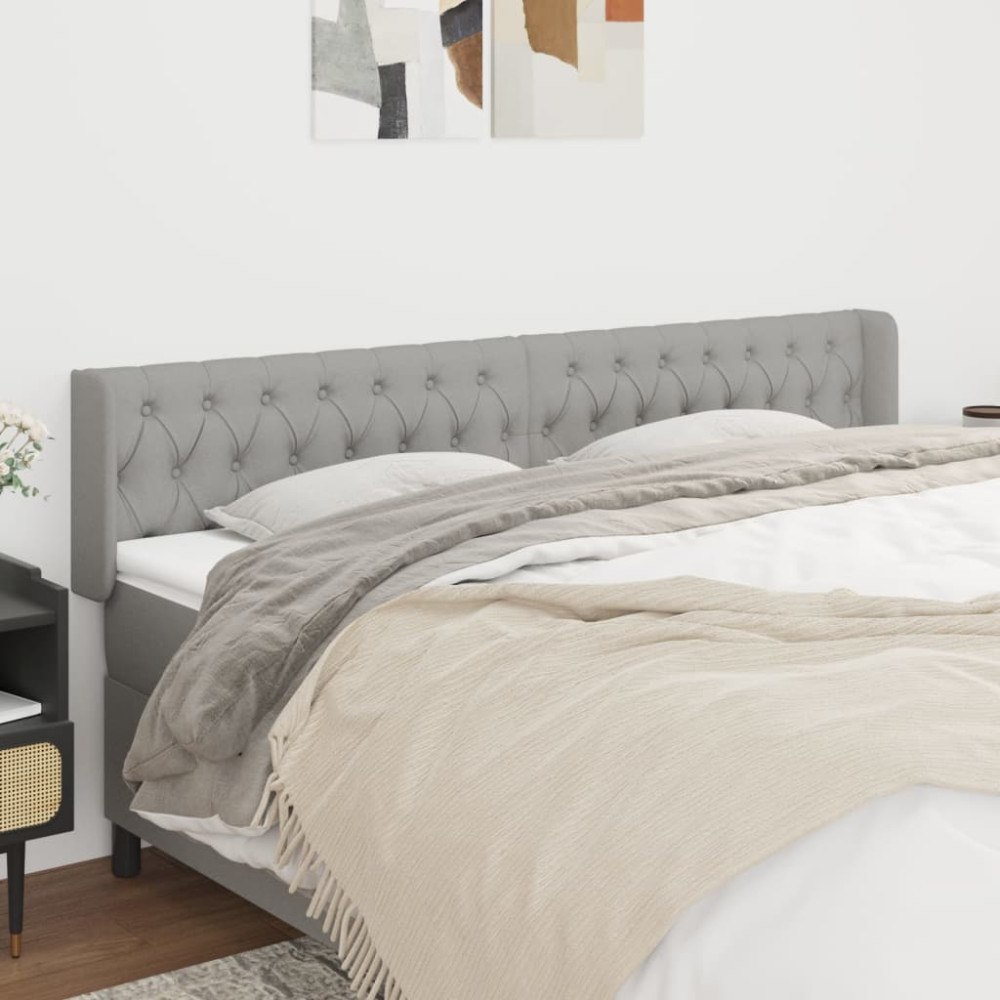 vidaXL Sänggavel med kanter ljusgrå 203x16x78/88 cm tyg