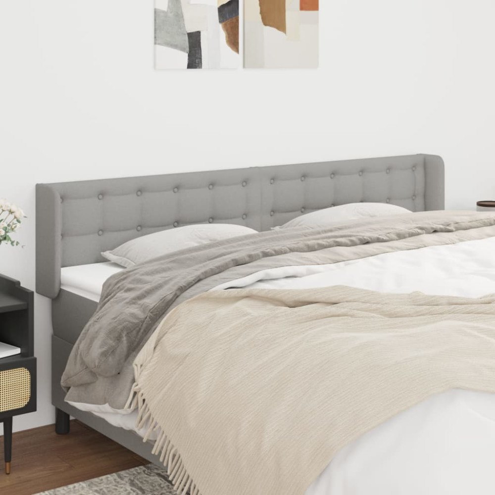 vidaXL Sänggavel med kanter ljusgrå 163x16x78/88 cm tyg