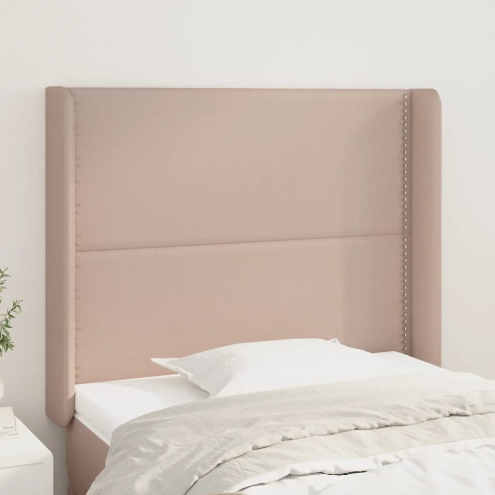 vidaXL Sänggavel med kanter cappuccino 103x16x118/128 cm konstläder