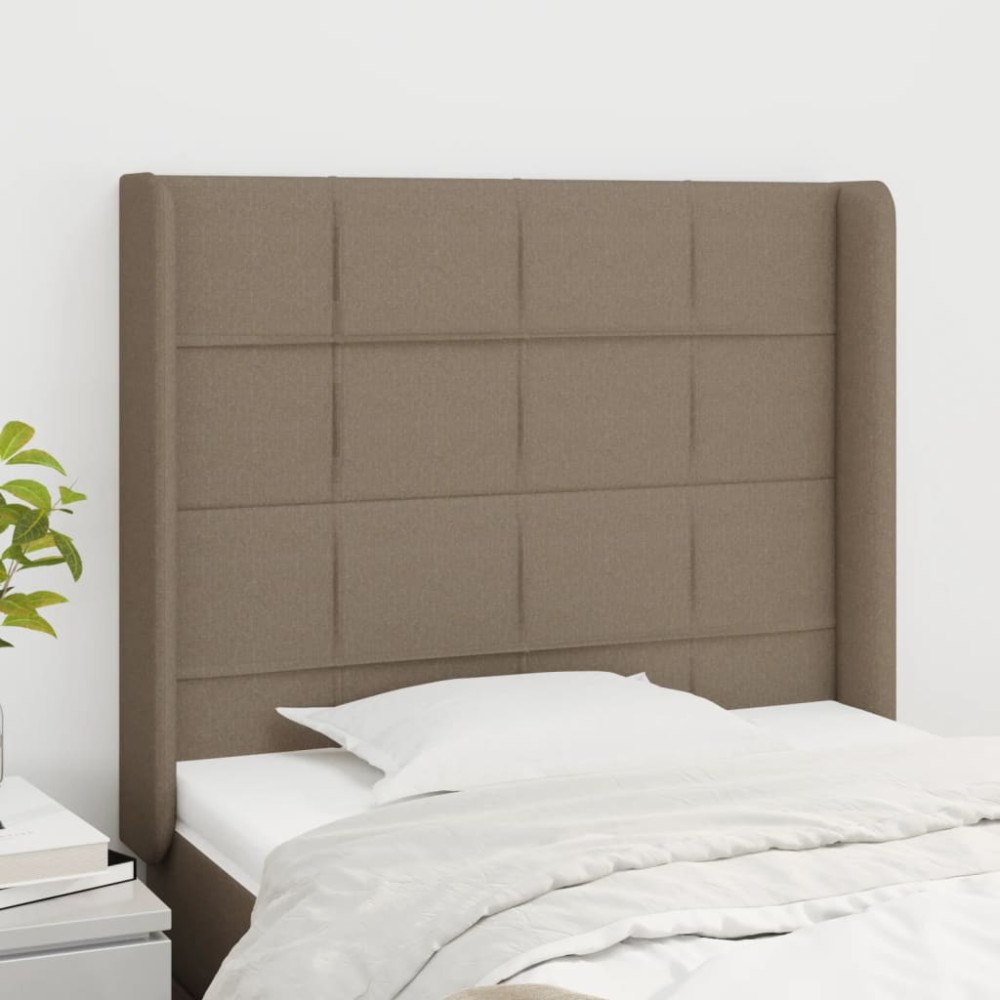 vidaXL Sänggavel med kanter taupe 93x16x118/128 cm tyg