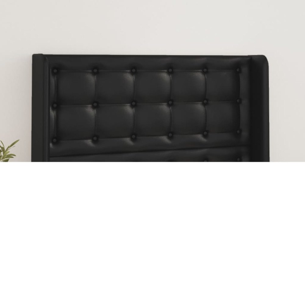 vidaXL Sänggavel med kanter svart 103x16x118/128 cm konstläder