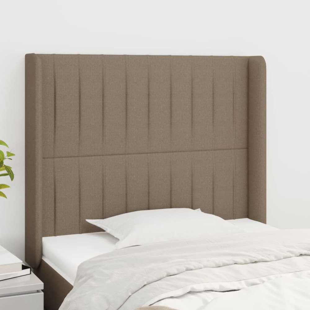 vidaXL Sänggavel med kanter taupe 93x16x118/128 cm tyg