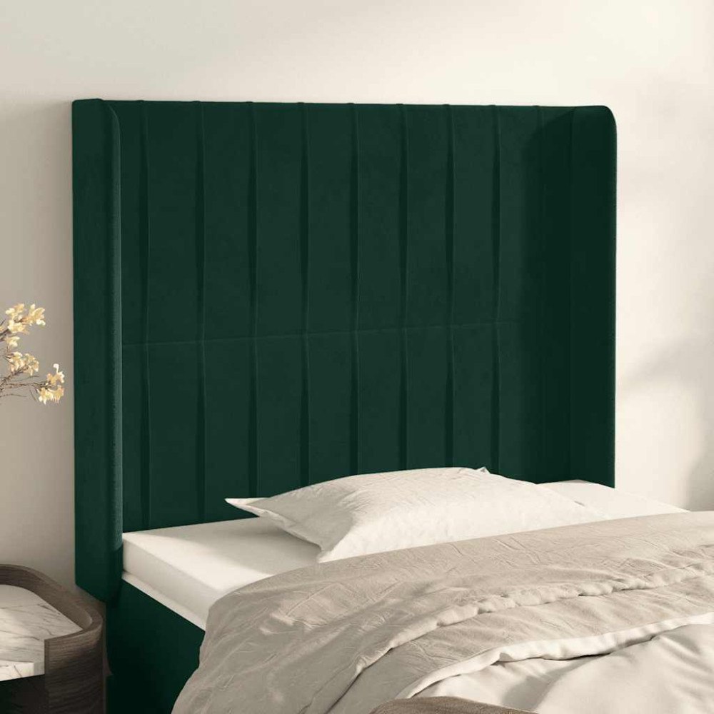 vidaXL Sänggavel med kanter mörkgrön 93x16x118/128 cm sammet
