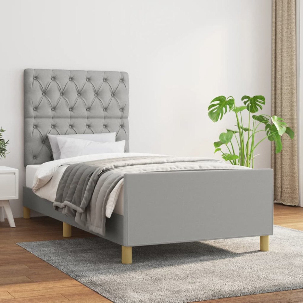 vidaXL Sängram utan madrass ljusgrå 80x200 cm tyg