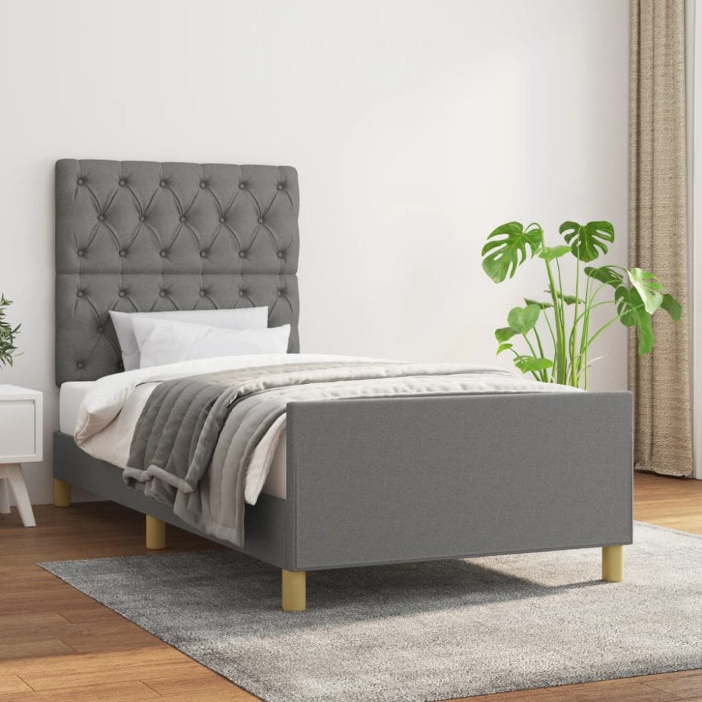 vidaXL Sängram utan madrass mörkgrå 80x200 cm tyg