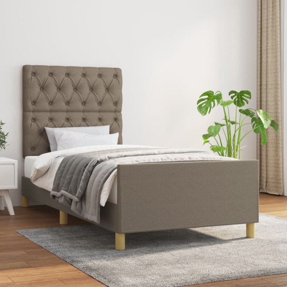 vidaXL Sängram utan madrass Taupe 80x200cm tyg