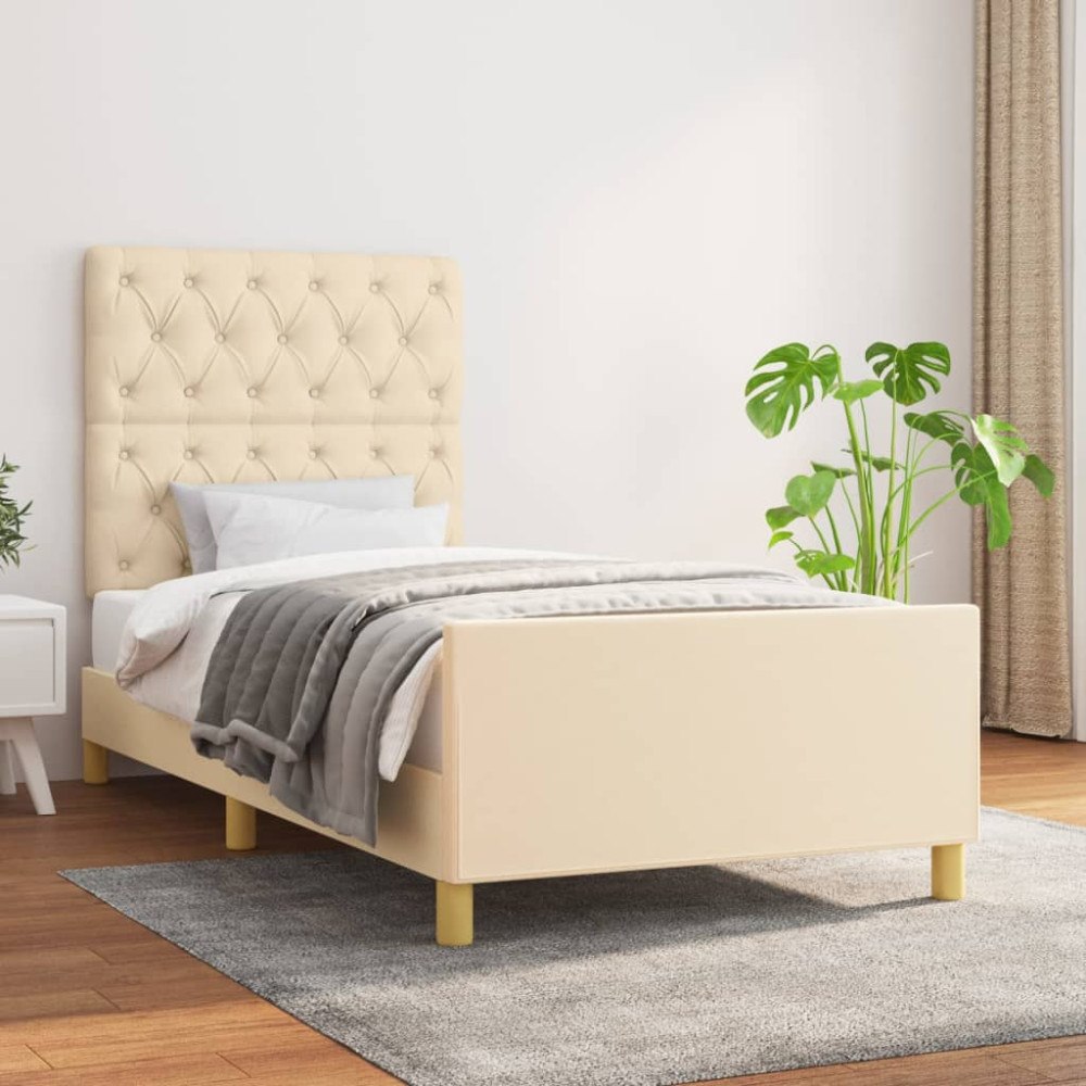 vidaXL Sängram utan madrass cremefärgad 80x200 cm tyg