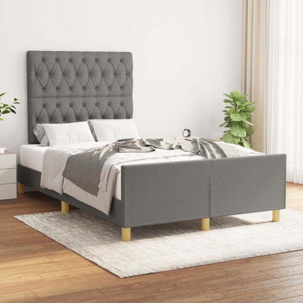 vidaXL Sängram utan madrass mörkgrå 120x200 cm tyg