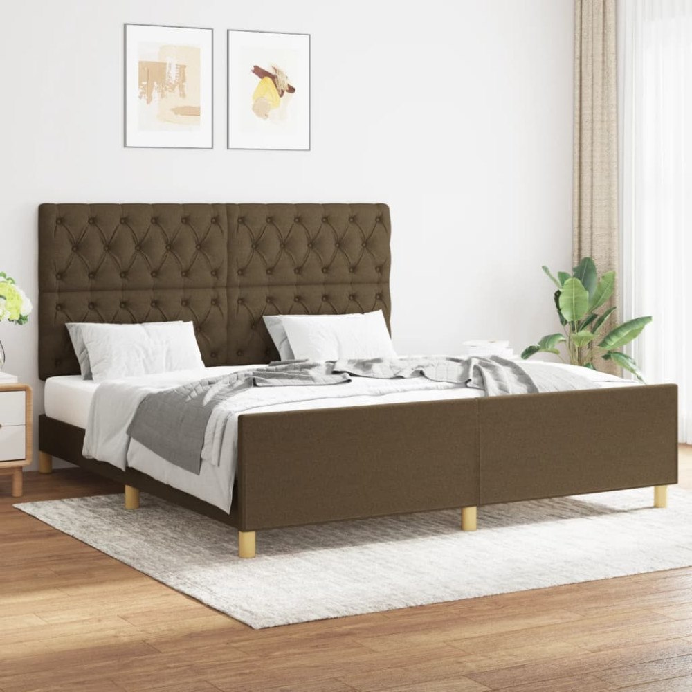 vidaXL Sängram utan madrass mörkbrun 160x200 cm tyg