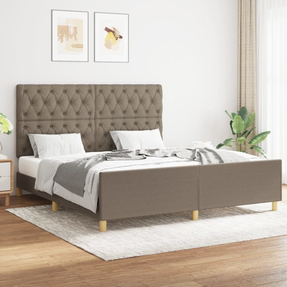 vidaXL Sängram utan madrass taupe 160x200 cm tyg