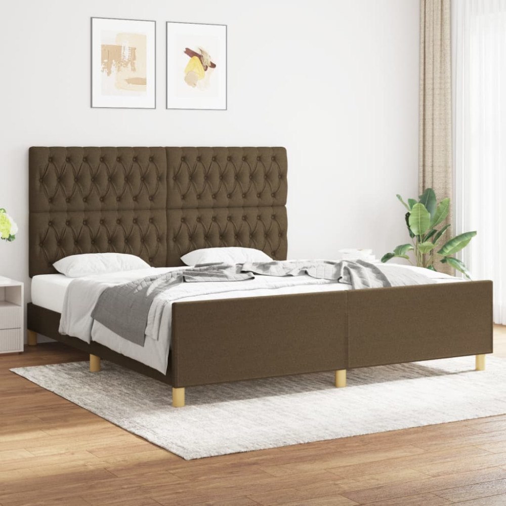 vidaXL Sängram utan madrass mörkbrun 180x200 cm tyg