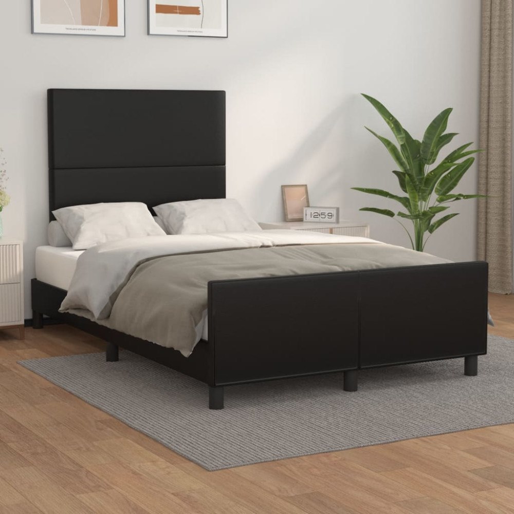 vidaXL Sängram med huvudgavel svart 120x200 cm konstläder