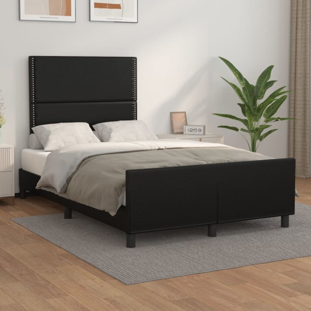 vidaXL Sängram med huvudgavel svart 120x200 cm konstläder