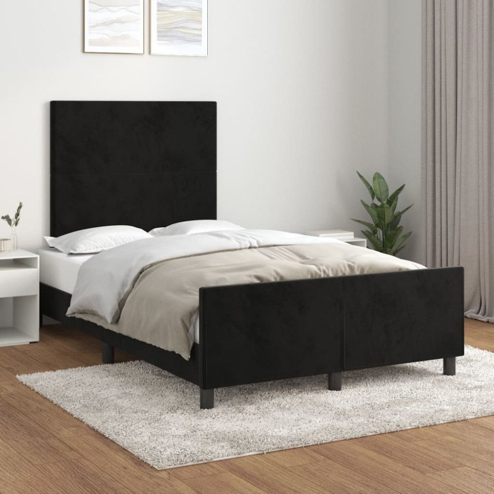 vidaXL Sängram utan madrass svart 120x200 cm sammet