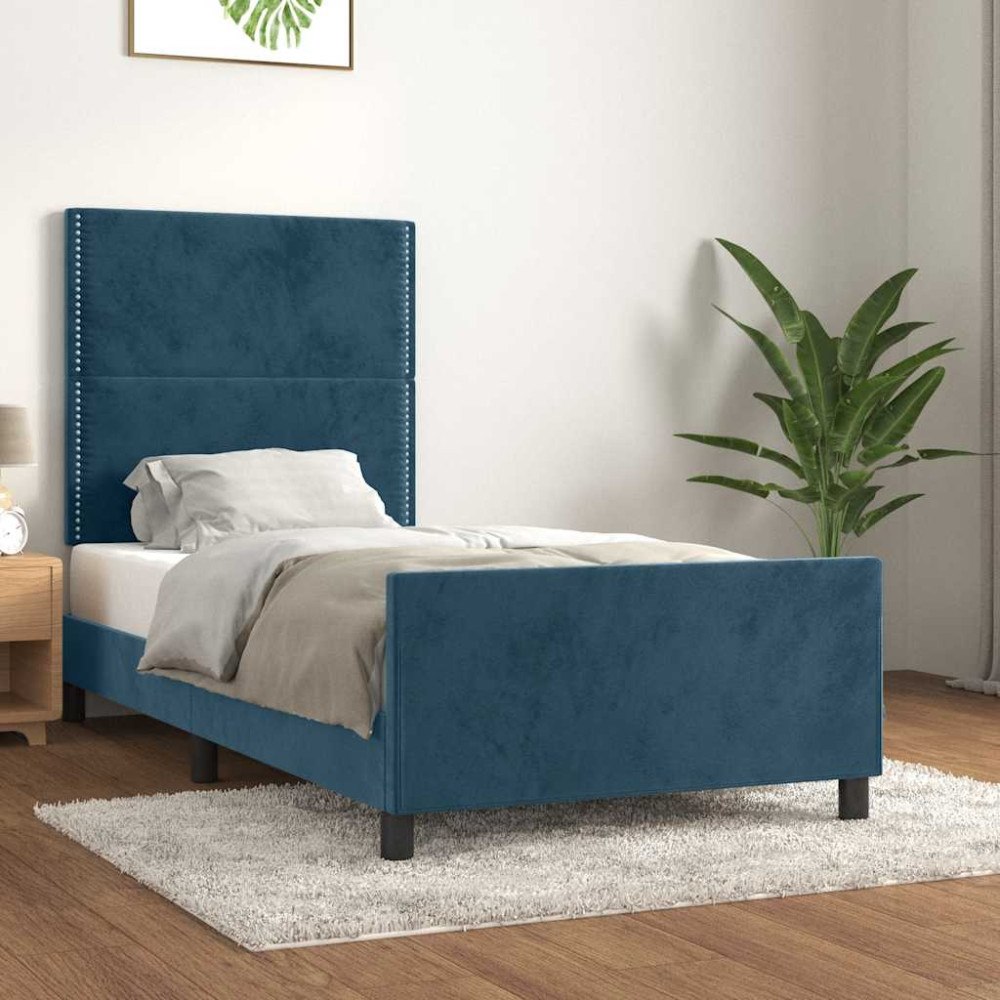 vidaXL Sängram utan madrass mörkblå 80x200 cm sammet