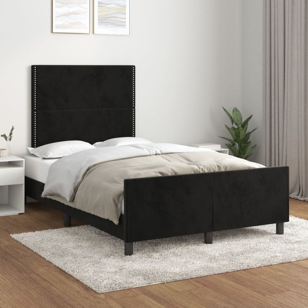 vidaXL Sängram utan madrass svart 120x200 cm sammet