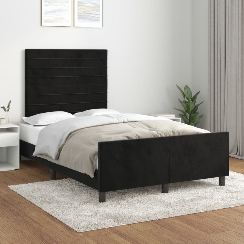 vidaXL Sängram utan madrass svart 120x200 cm sammet
