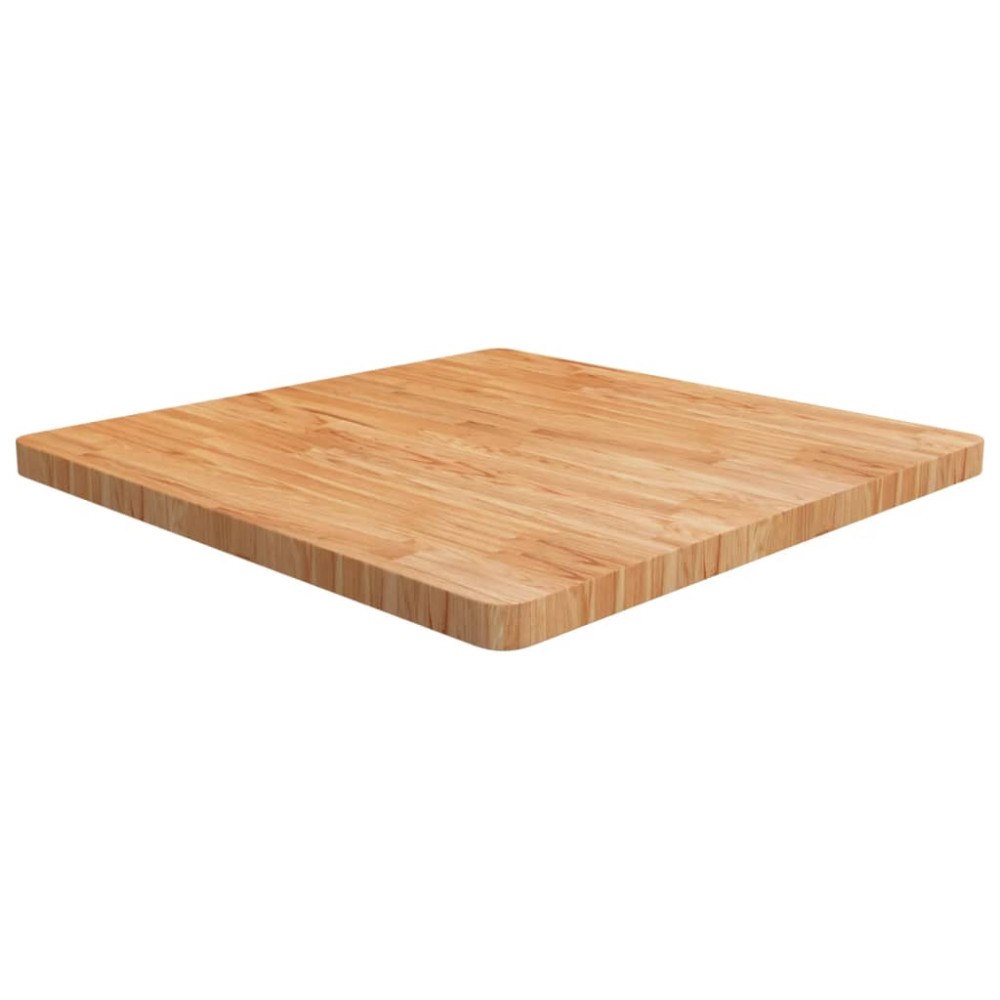 vidaXL Fyrkantig bordsskiva ljusbrun 80 x 80 x 4cm behandlad massiv ek
