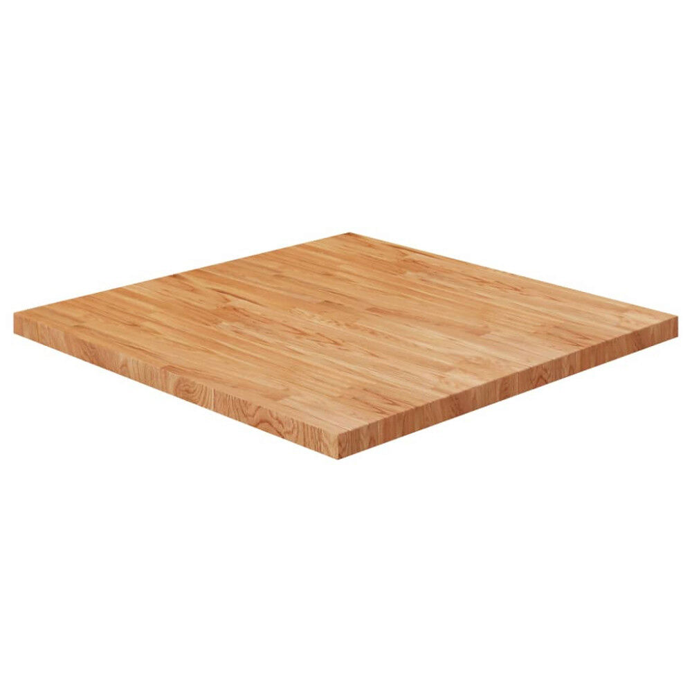 vidaXL Fyrkantig bordsskiva ljusbrun 90 x 90 x 4cm behandlad massiv ek