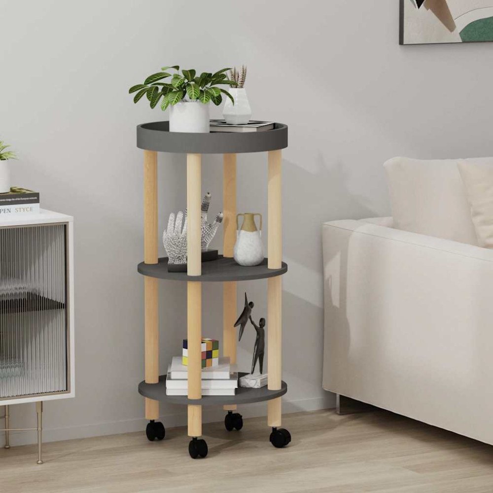 vidaXL Vagn med 3 hyllplan grå 38x38x82cm konstruerat trä&massiv furu