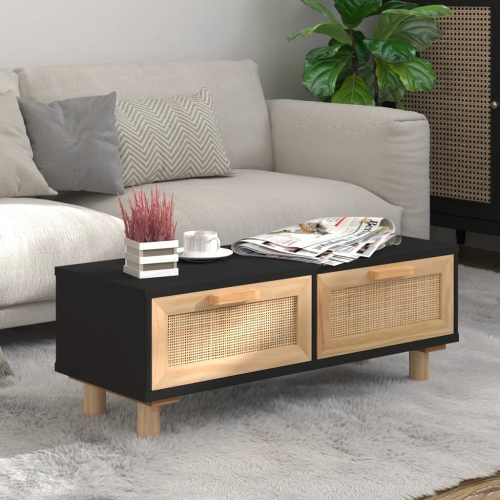 vidaXL Soffbord svart 80x40x30 cm konstruerat trä&massiv furu