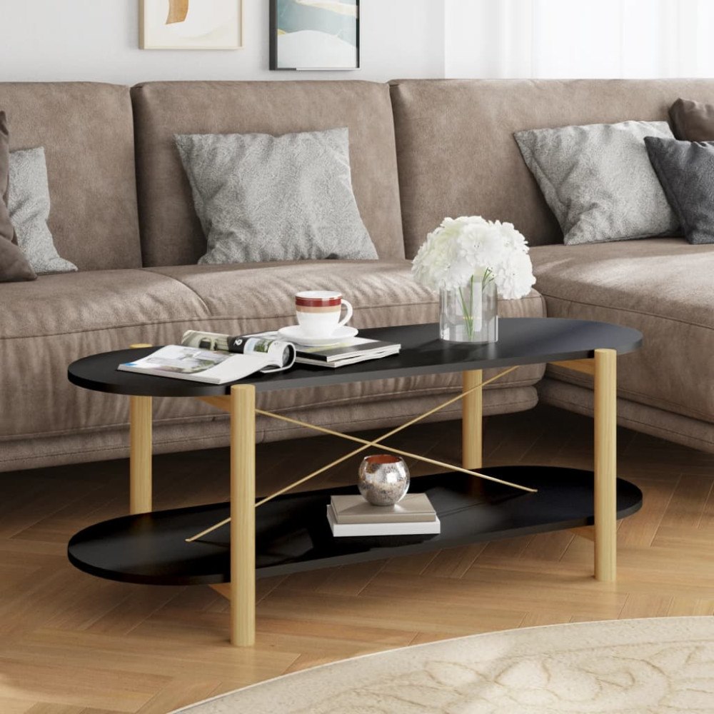 vidaXL Soffbord svart 110x48x40 cm konstruerat trä
