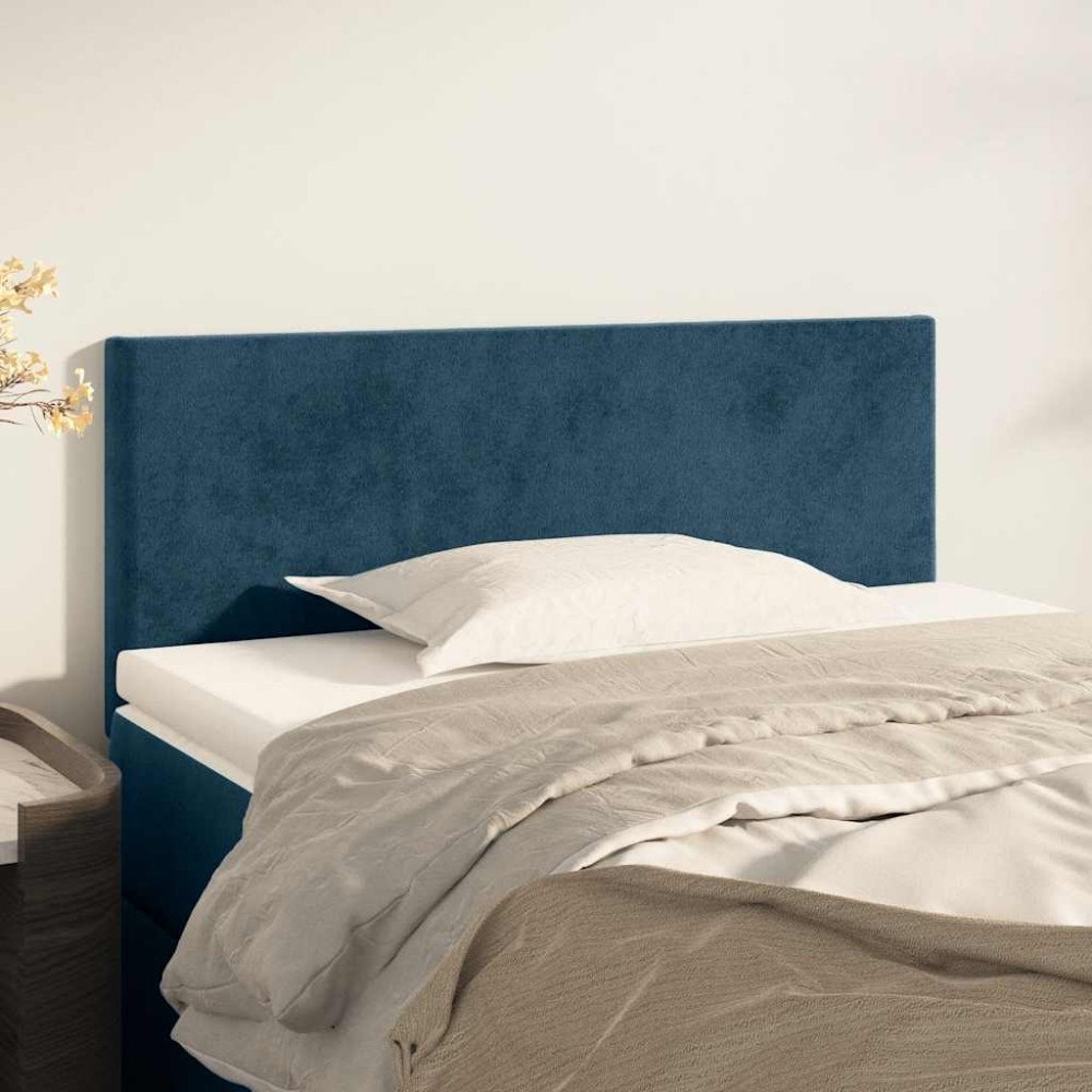 vidaXL Sänggavel blå 100 x 5 x 78/88 cm sammet