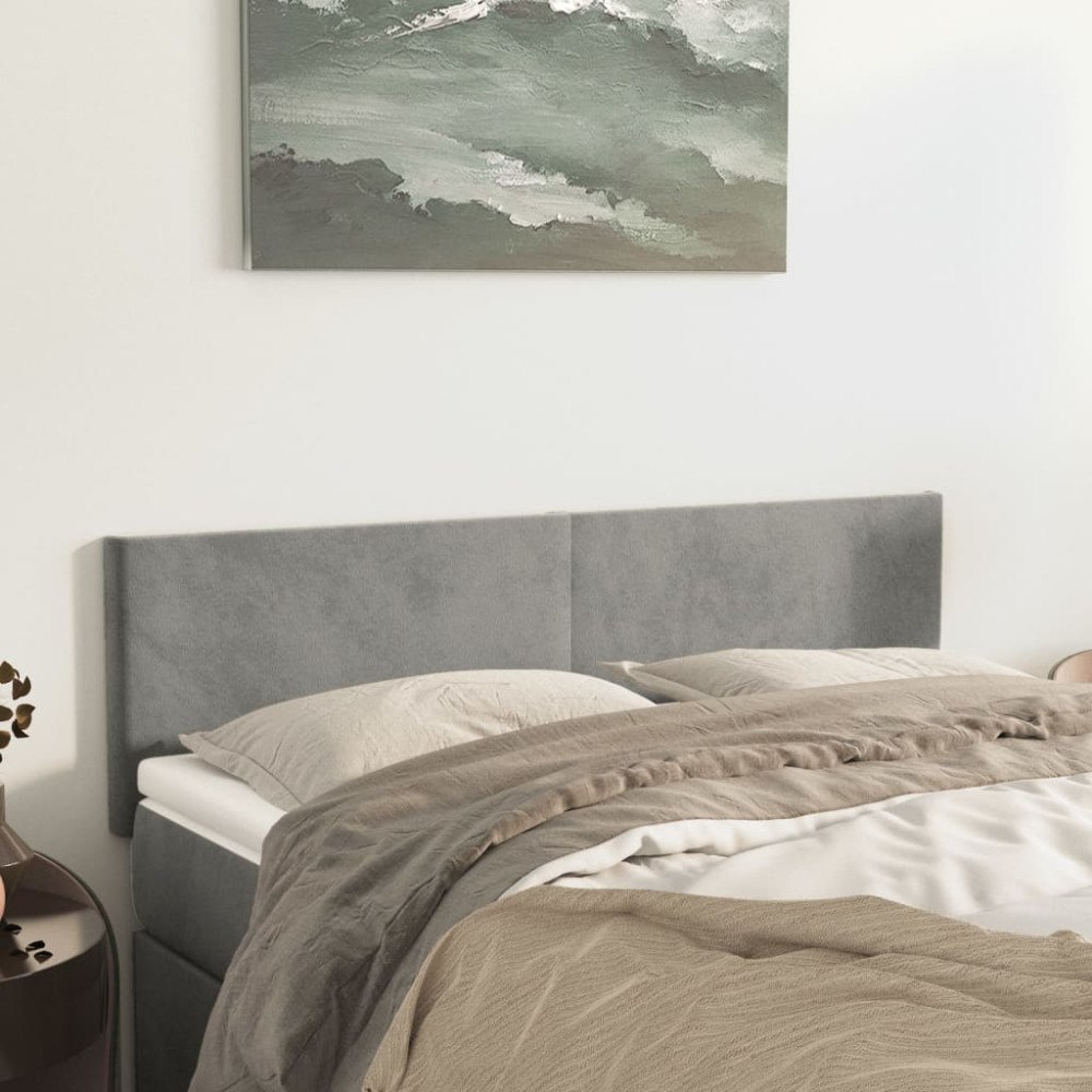 vidaXL Sänggavlar ljusgrå 144x5x78/88 cm sammet