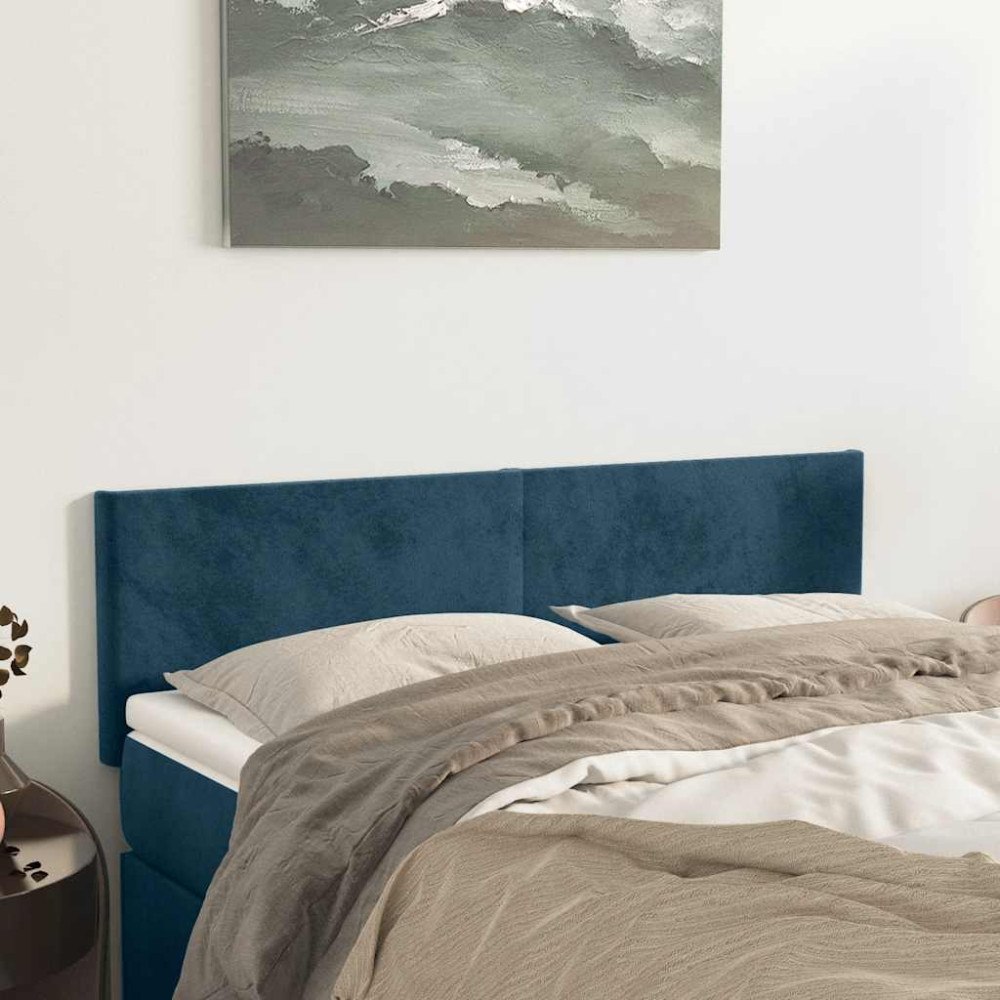 vidaXL Sänggavlar mörkblå 144x5x78/88 cm sammet