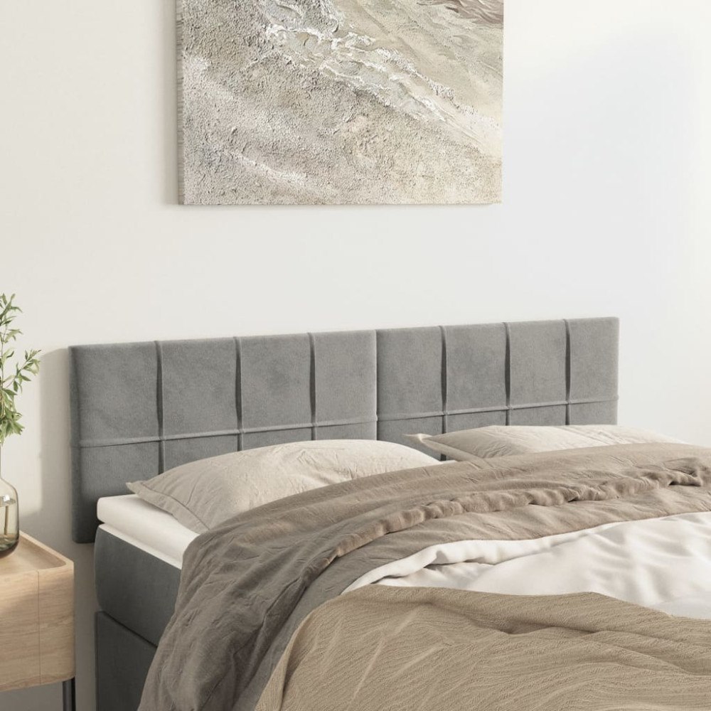vidaXL Sänggavlar ljusgrå 144x5x78/88 cm sammet