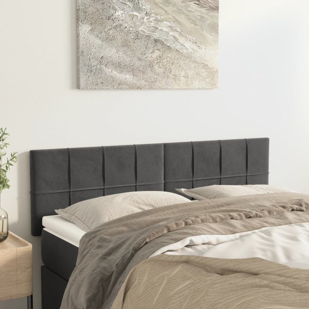 vidaXL Sänggavlar mörkgrå 144x5x78/88 cm sammet