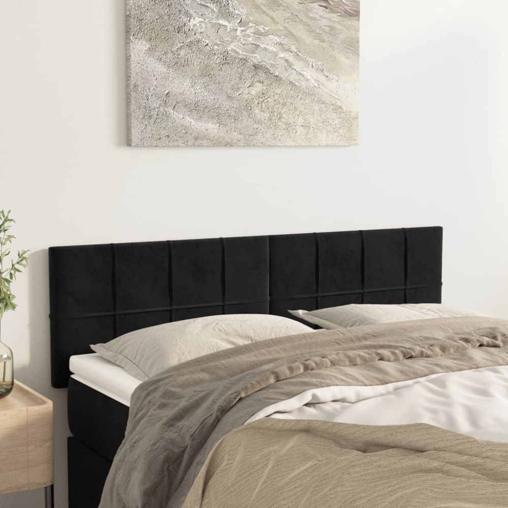 vidaXL Sänggavlar svart 144x5x78/88 cm sammet