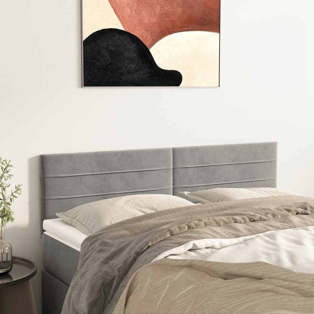vidaXL Sänggavlar ljusgrå 144x5x78/88 cm sammet