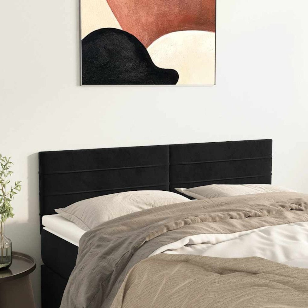 vidaXL Sänggavlar svart 144x5x78/88 cm sammet