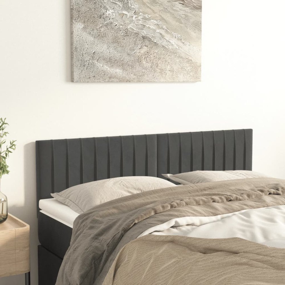 vidaXL Sänggavlar mörkgrå 144x5x78/88 cm sammet