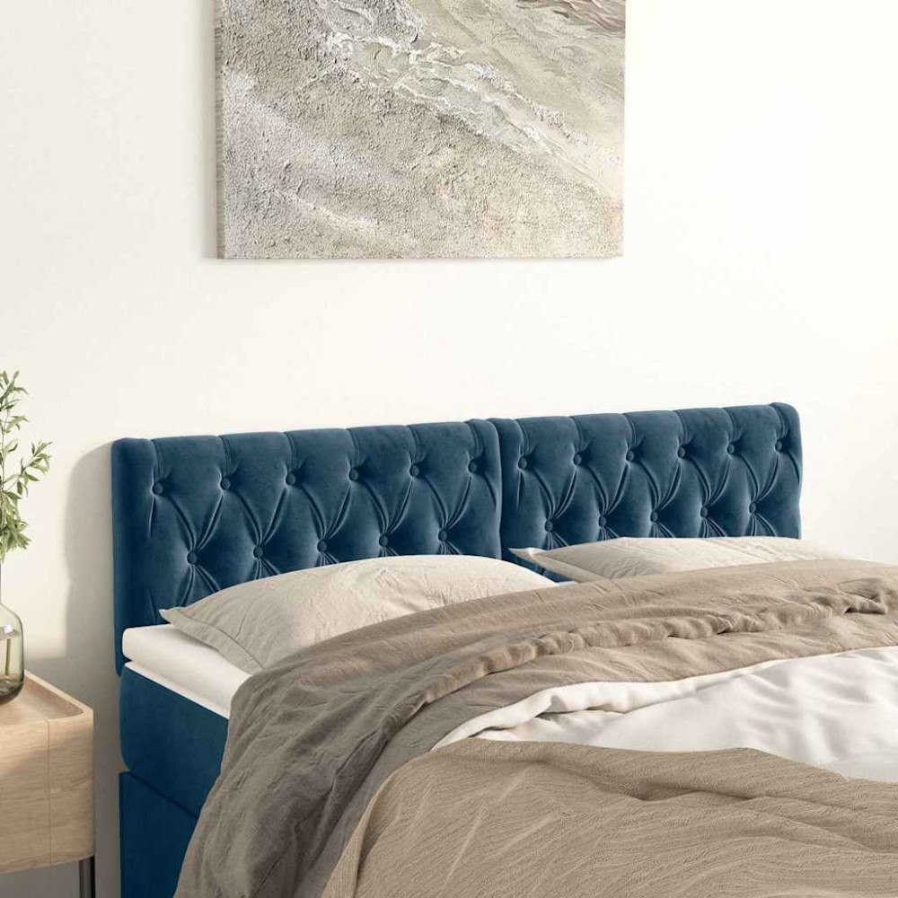 vidaXL Sänggavlar mörkblå 160x7x78/88 cm sammet