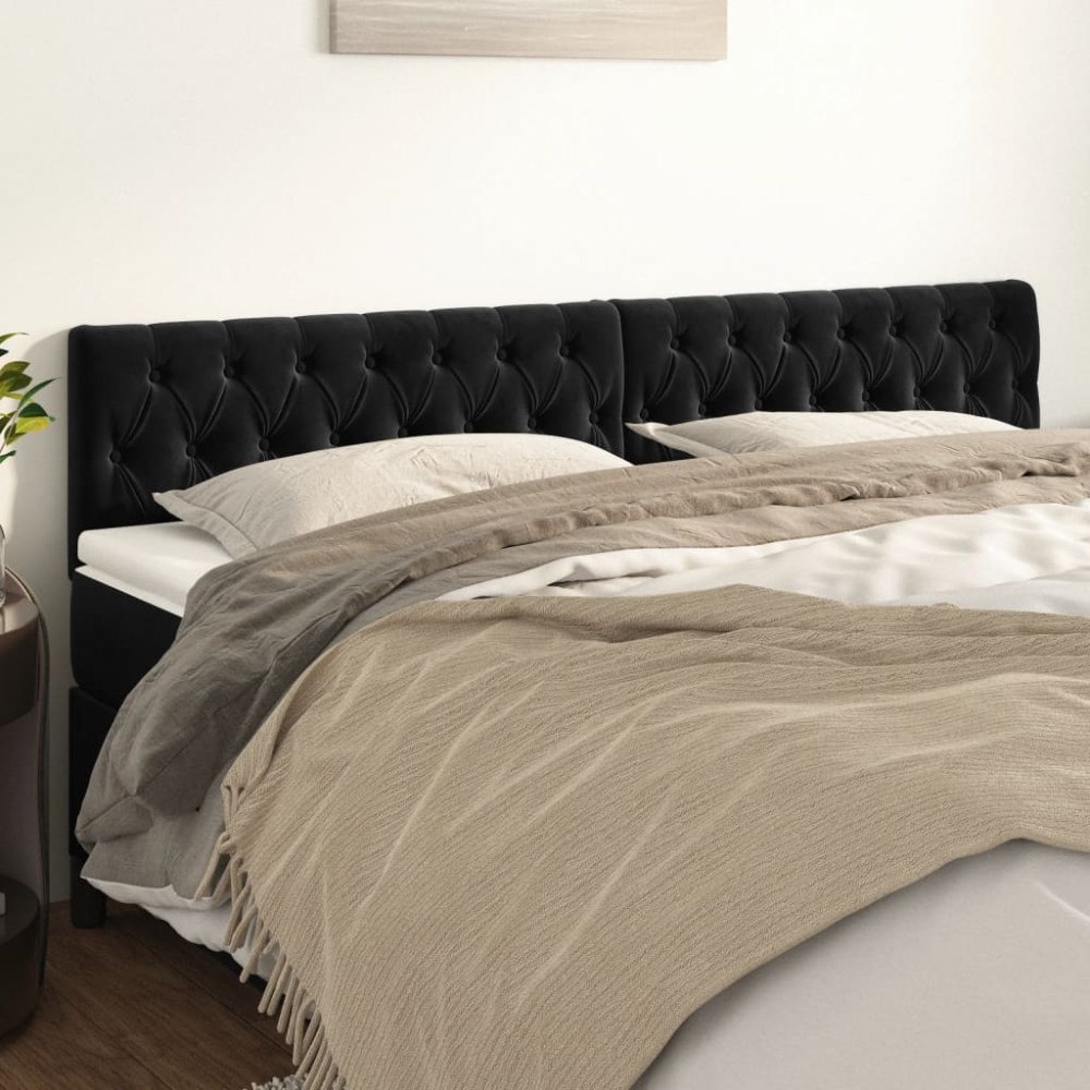 vidaXL Sänggavlar svart 200x7x78/88 cm sammet