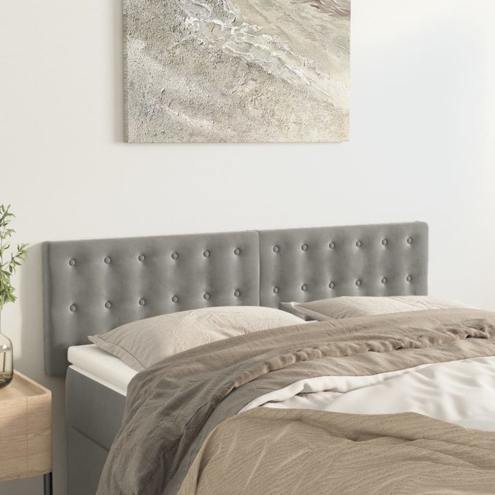 vidaXL Sänggavlar ljusgrå 144x5x78/88 cm sammet
