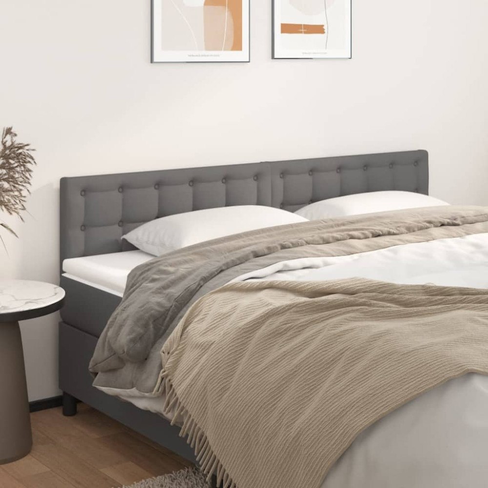 vidaXL Sänggavlar grå 200x5x78/88 cm konstläder