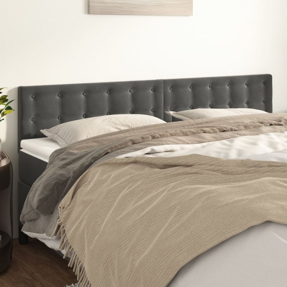 vidaXL Sänggavlar mörkgrå 200x5x78/88 cm sammet