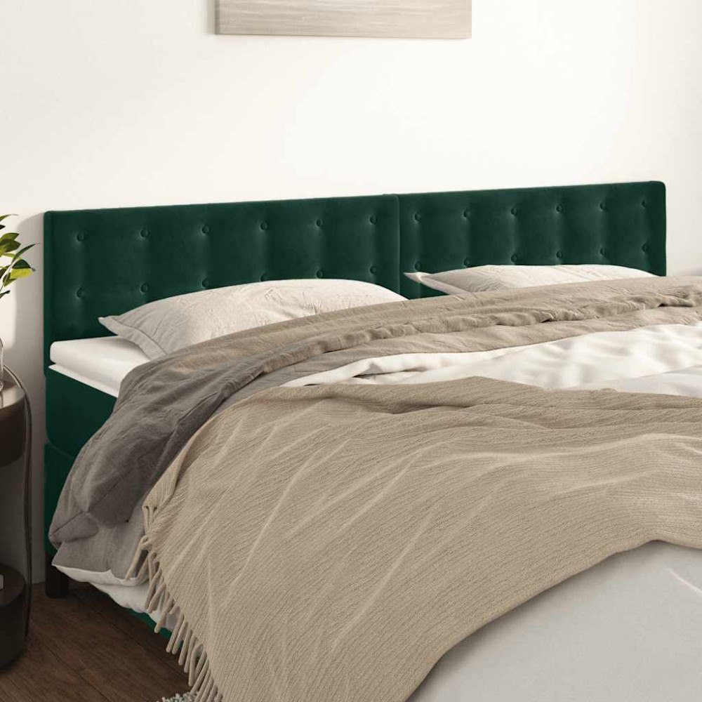 vidaXL Sänggavlar mörkgrön 200x5x78/88 cm sammet