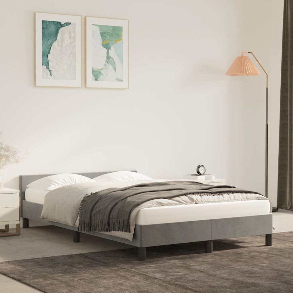 vidaXL Sängram utan madrass ljusgrå 120x200 cm sammet