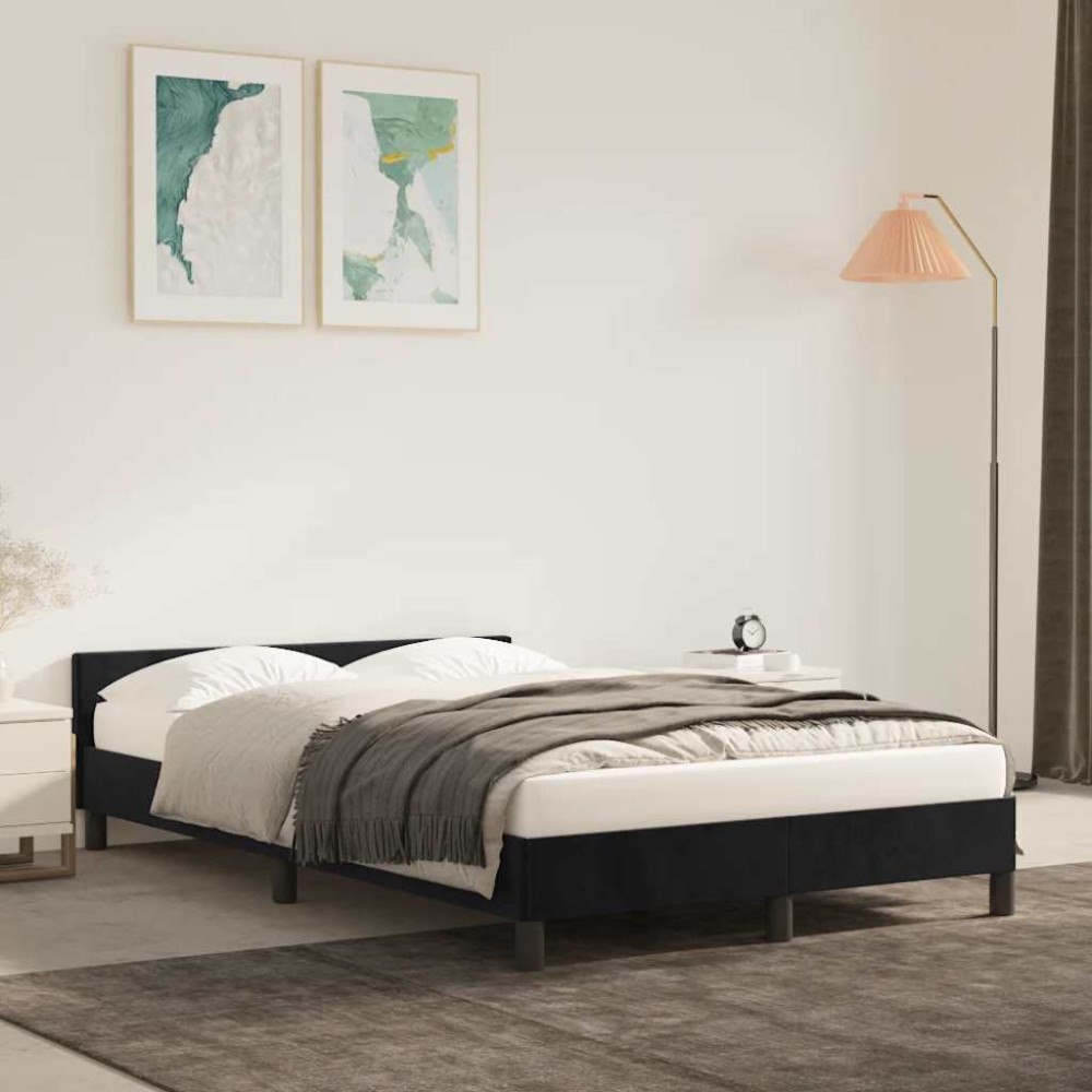 vidaXL Sängram utan madrass svart 120x200 cm sammet