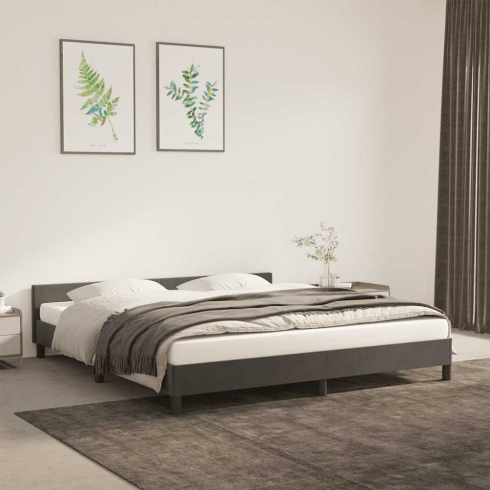 vidaXL Sängram utan madrass mörkgrå 160x200 cm sammet