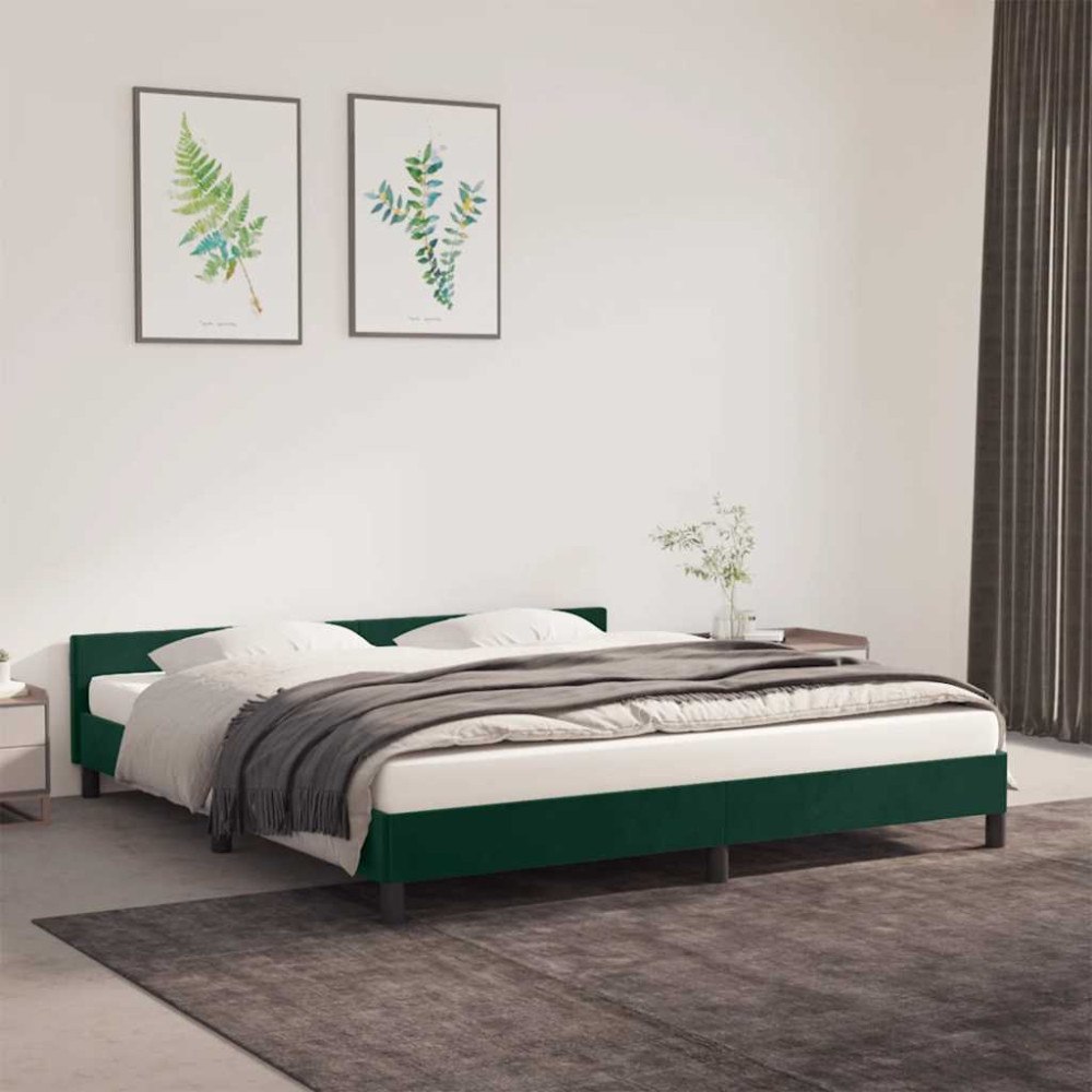 vidaXL Sängram utan madrass mörkgrön 160x200 cm sammet